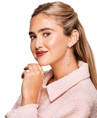 Silver-Tone Pav&eacute; & Crystal Mismatch Drop Earrings