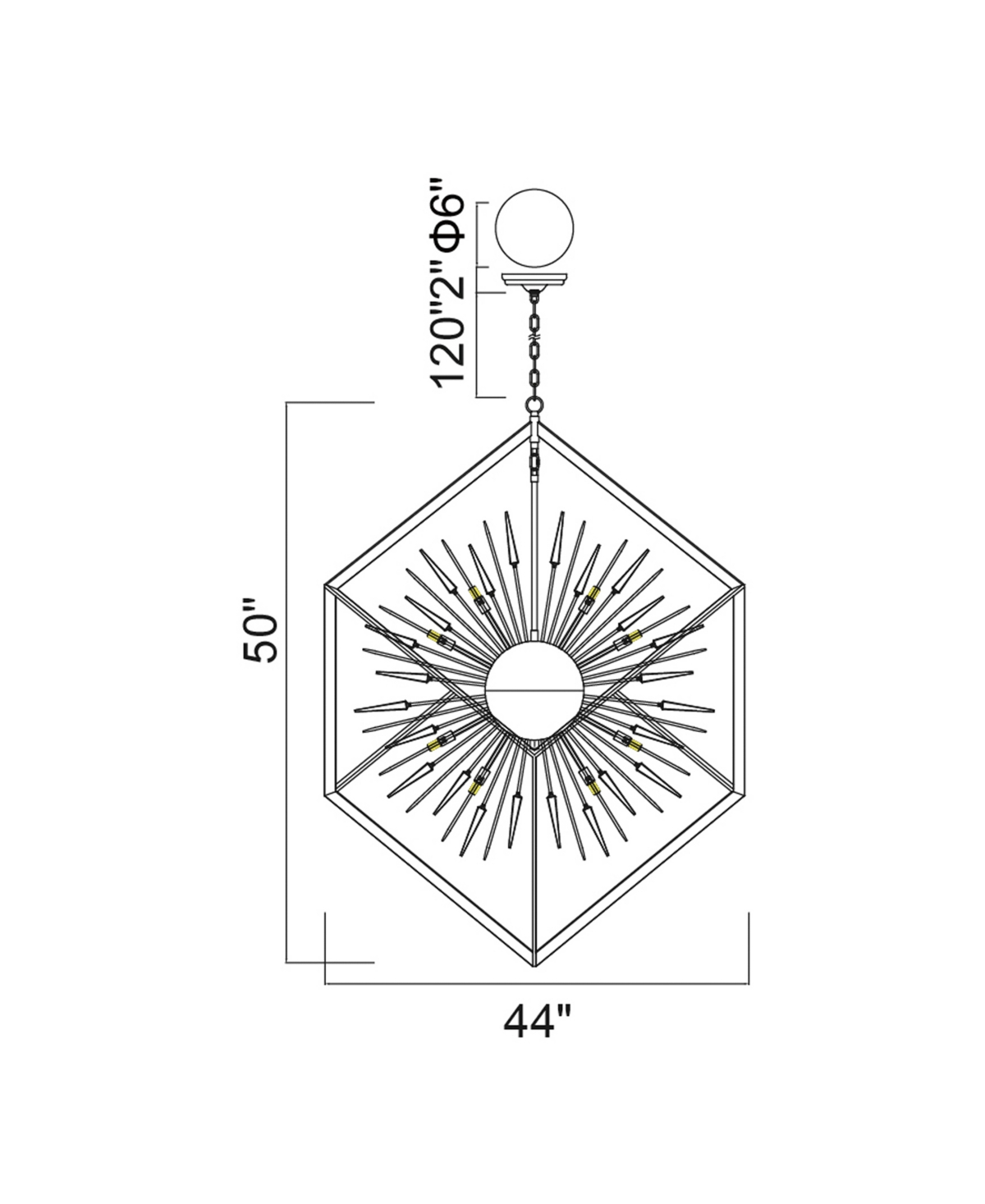Shop Cwi Lighting 54" Metal Starburst 20 Light Chandelier In Chrome Black