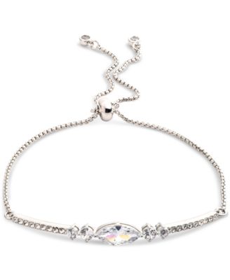 Silver-Tone Cubic Zirconia Slider Bracelet