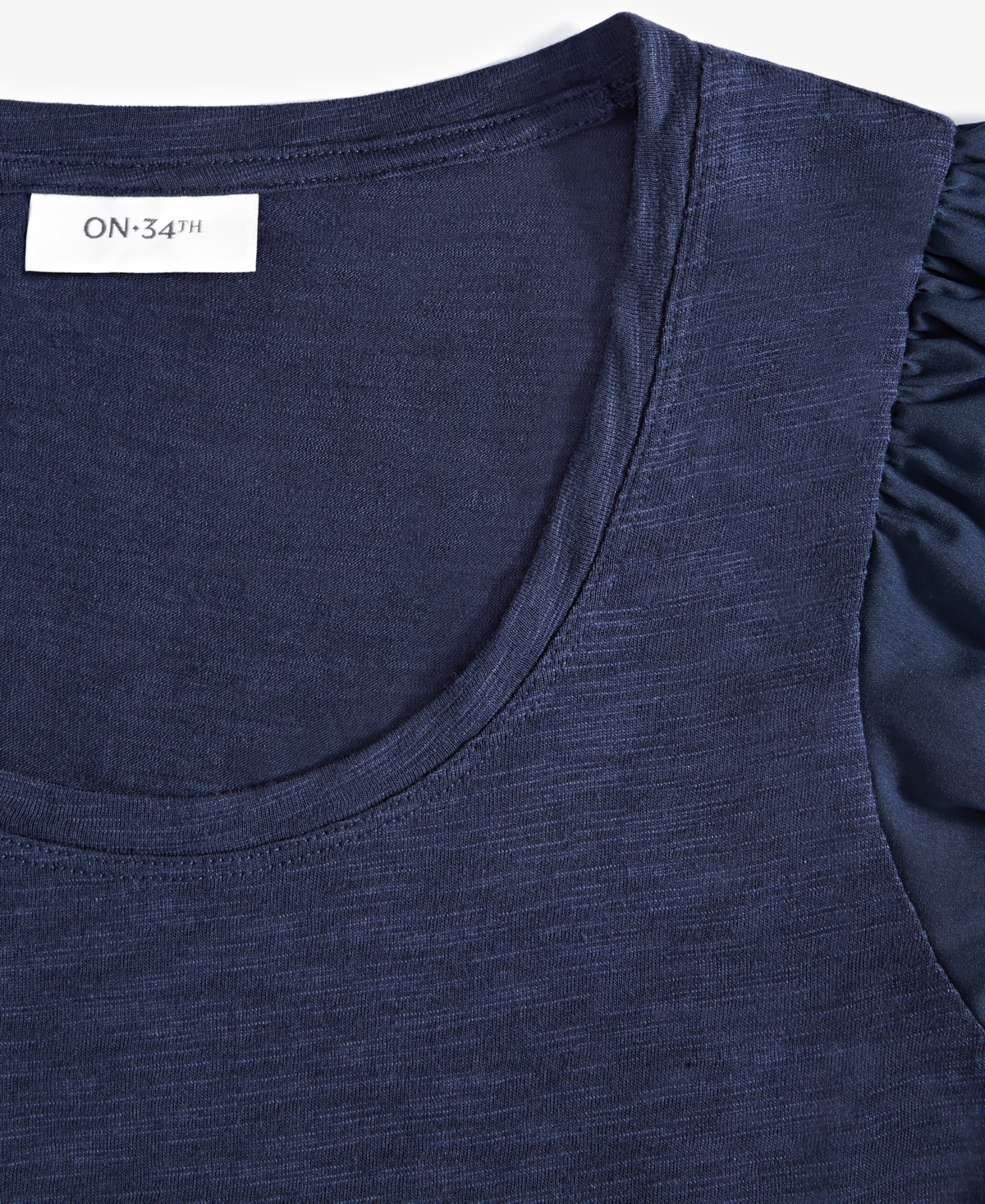 On 34th Women's Bubble-sleeve Scoop-neck T-shirt, Created For Macy's In Intrepid Blue