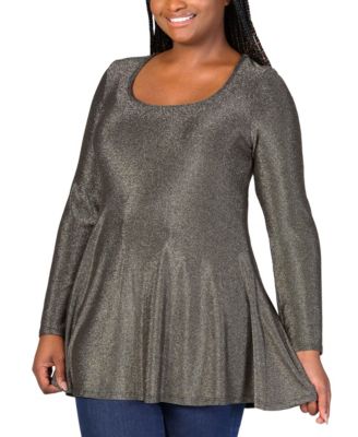 Plus Size Scoop Neck Shimmery Tunic Top