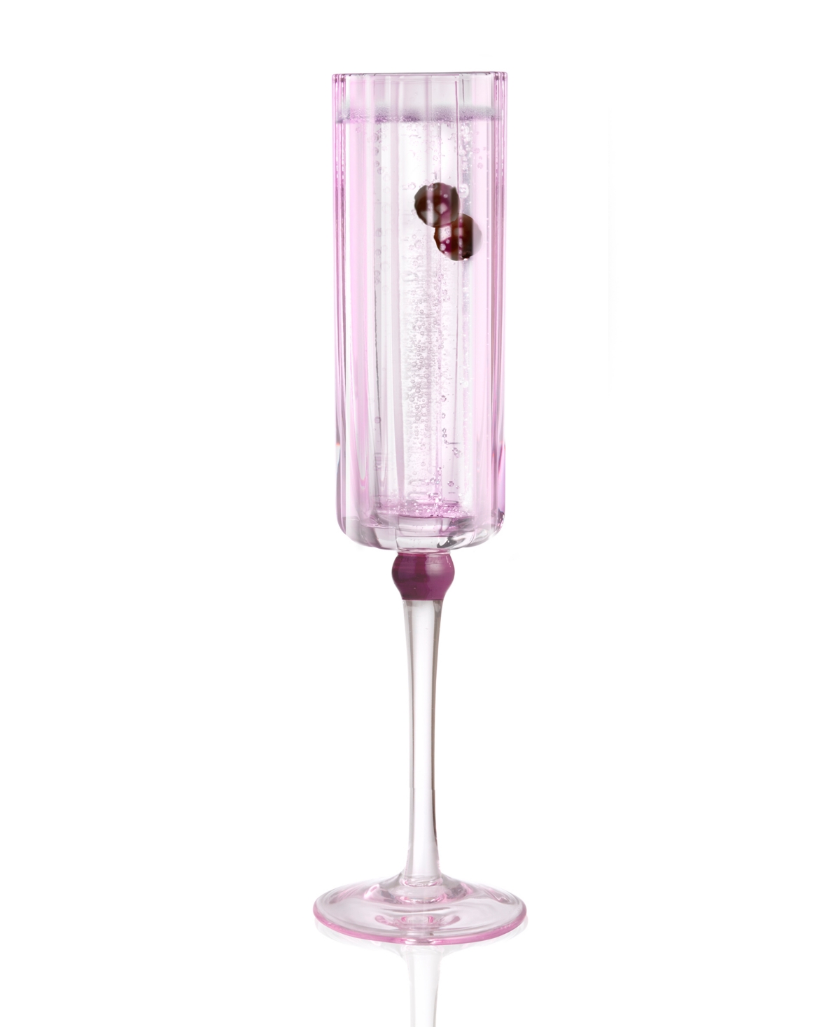 Qualia Glass Cranberry Champagne Flutes, Set Of 4 In Light Pink With Burgundy
