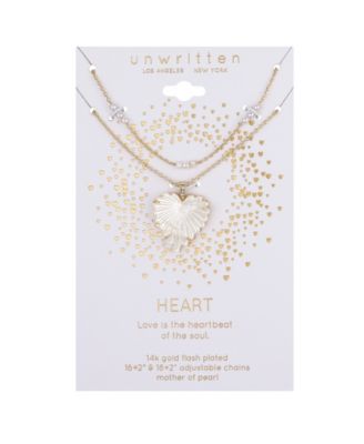 Mother of Pearl Heart and Freshwater Cultivated Pearl Layered Pendant Necklace Set