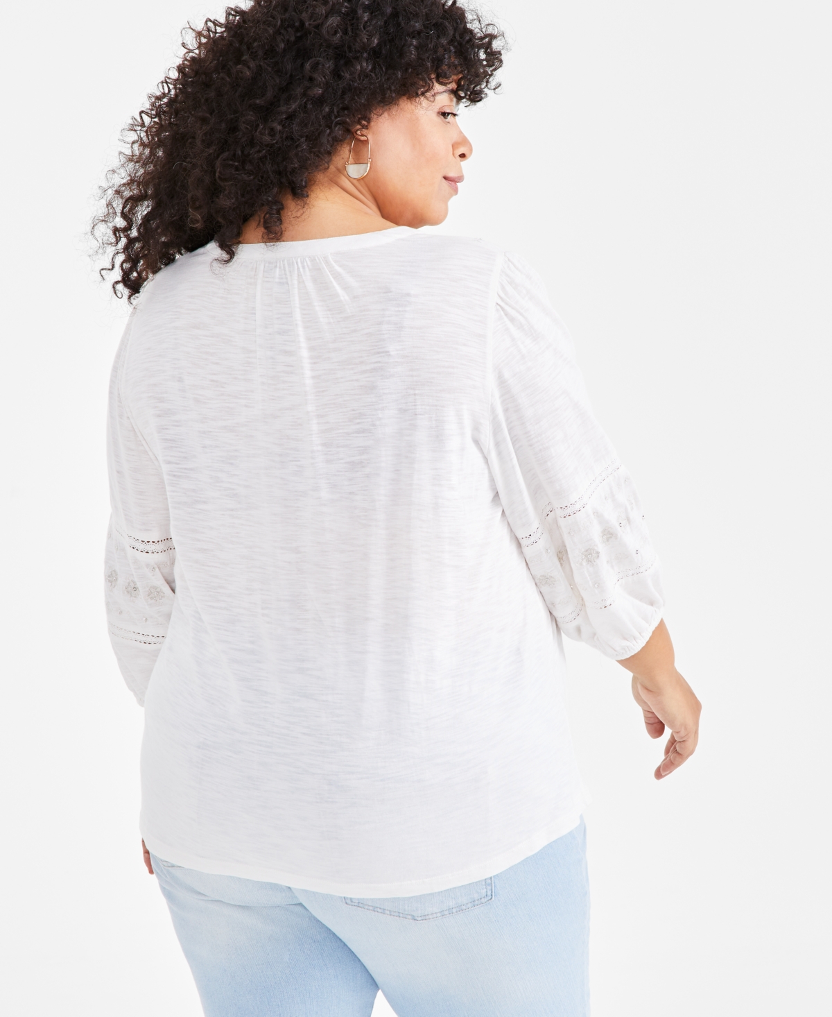 Style & Co Plus Size Sequinned Embroidered Top, Created for Macy's
