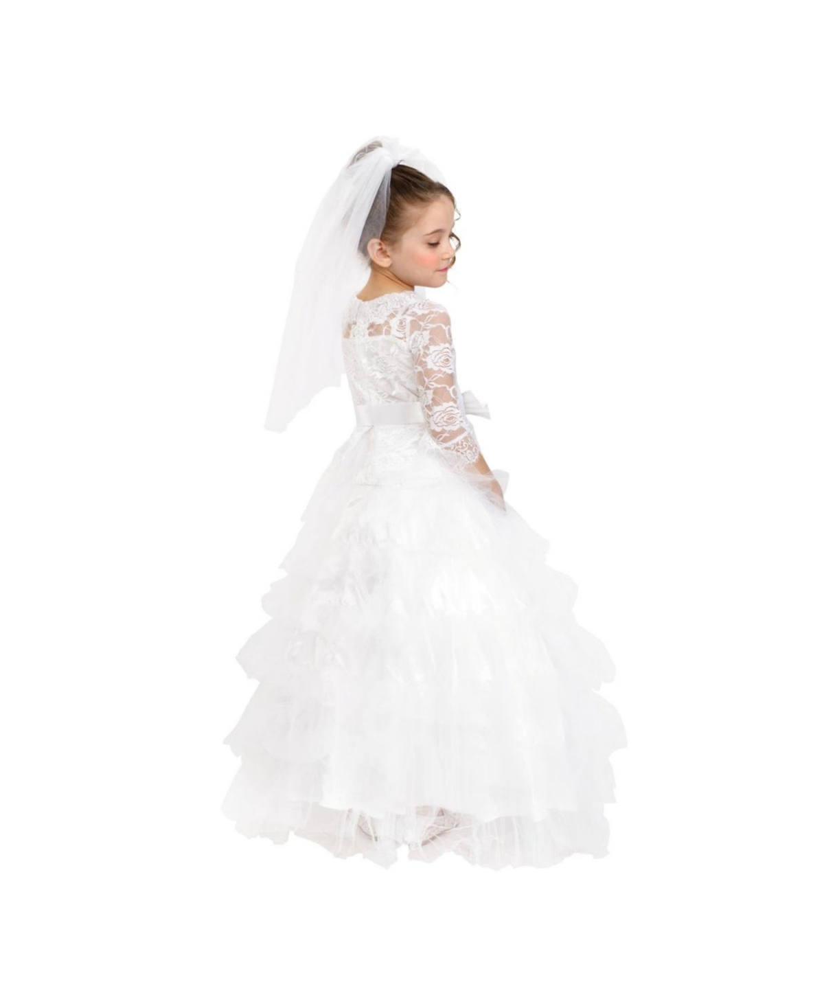 Dress Up America Bridal Dress with Wedding Veil Costume - Kids Girls