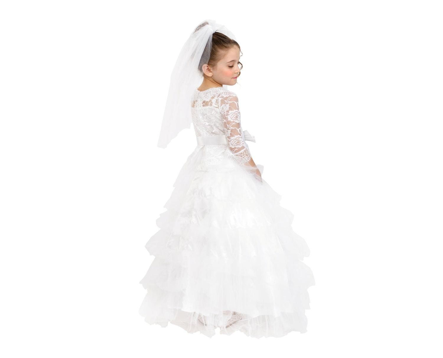 Bridal Dress with Wedding Veil Costume - Kids Girls