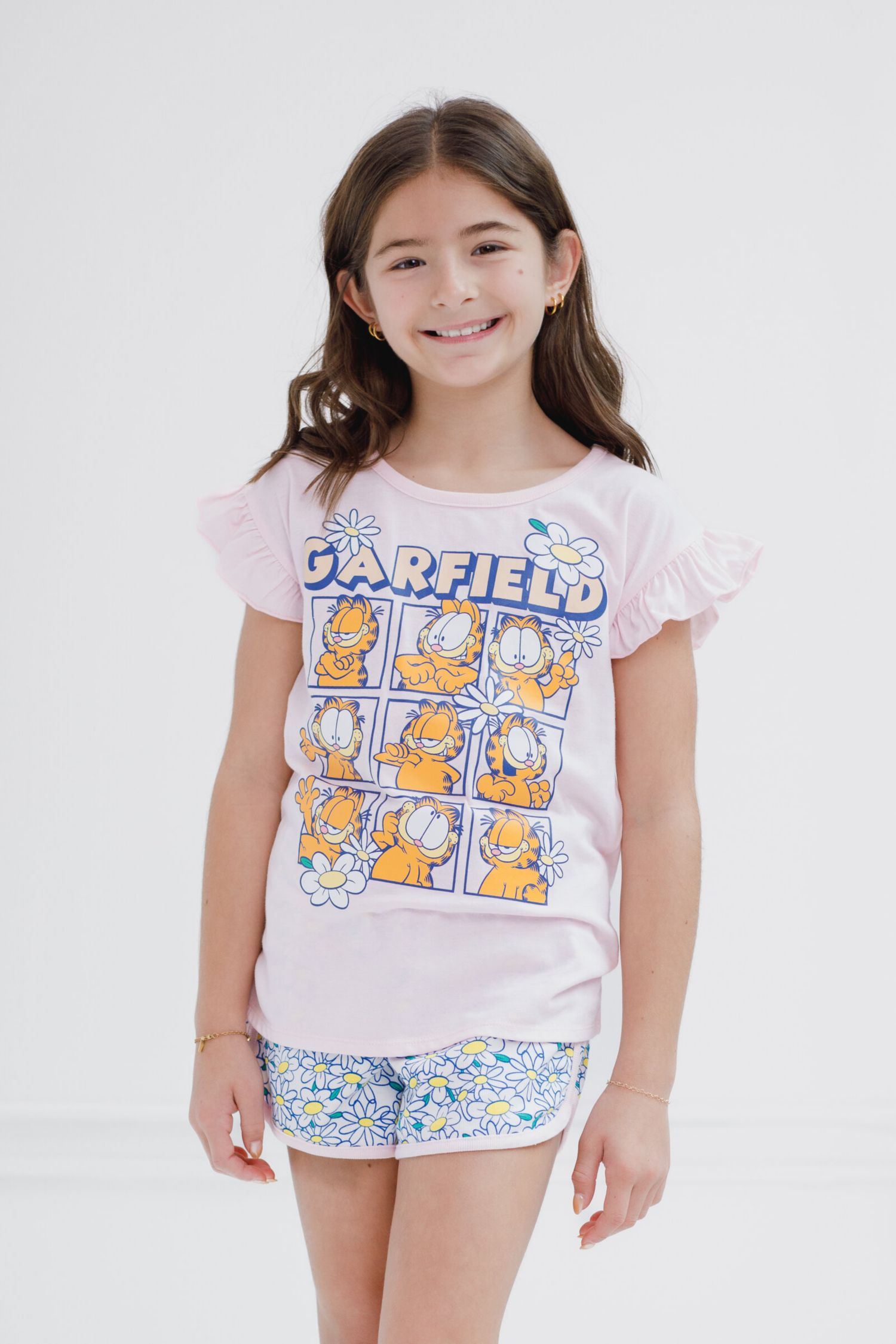 Girls T-Shirt and French Terry Dolphin Shorts Outfit Set