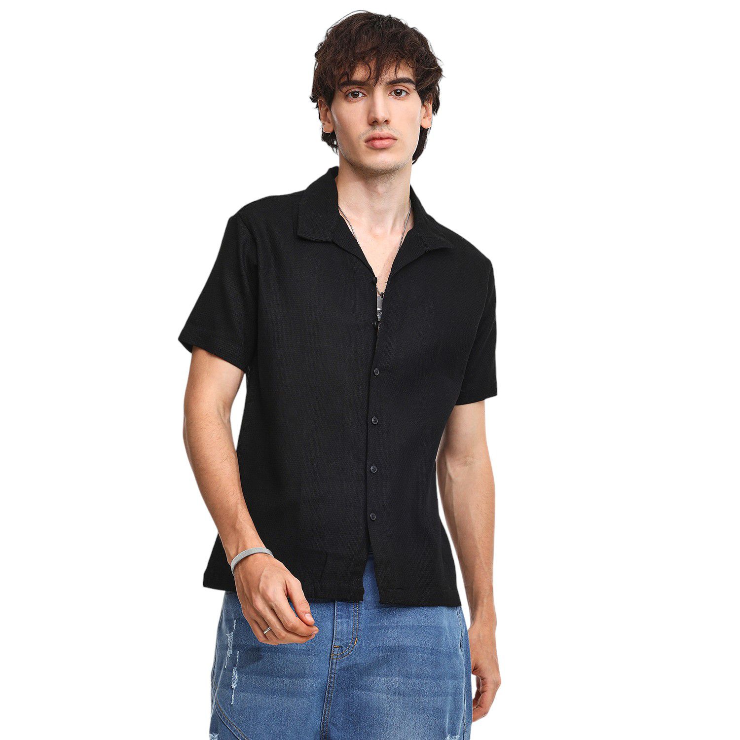 Men's Onyx Black Solid Resort Shirt