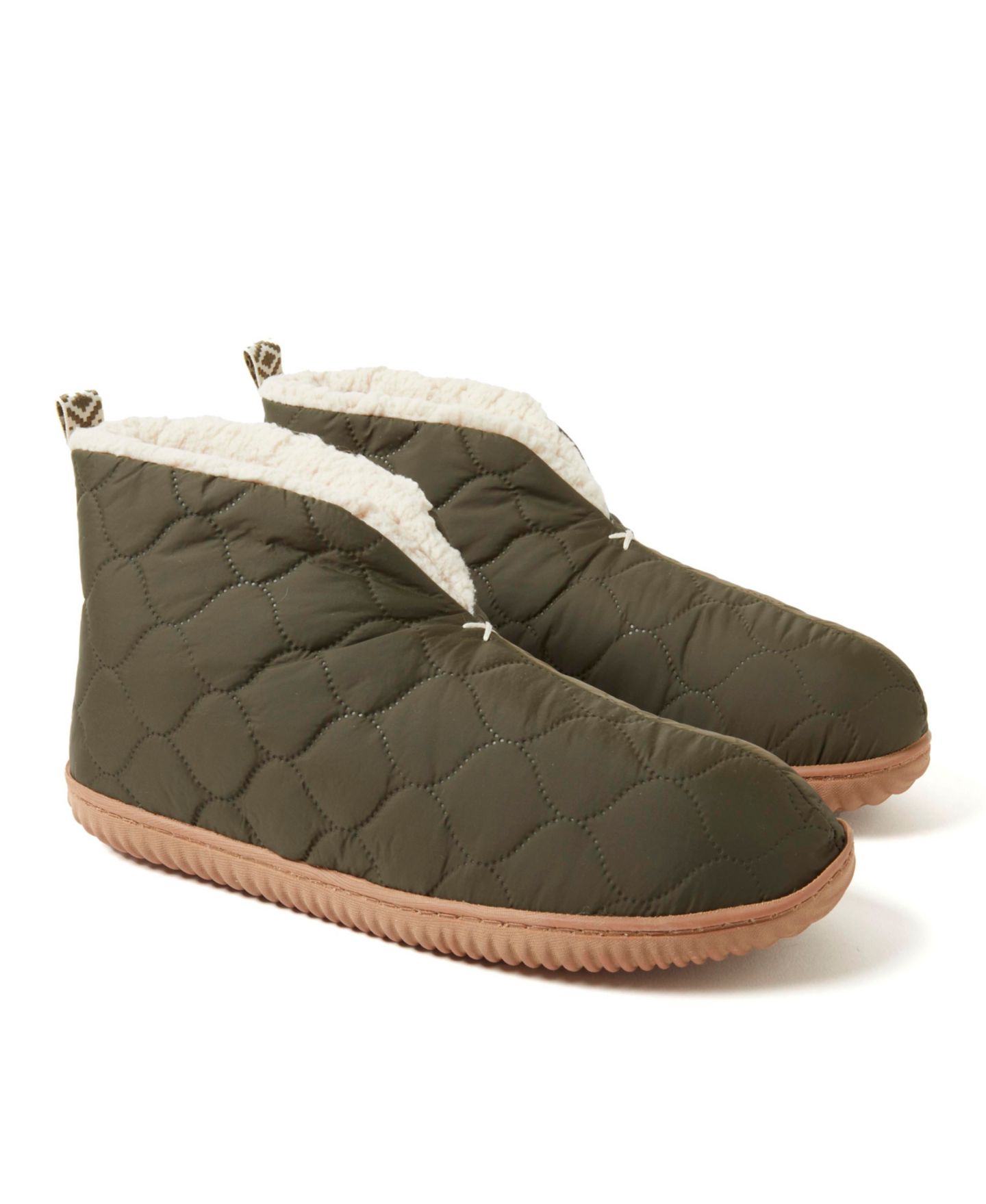 Мужские тапочки Dearfoams Warm Up Bootie House Shoe Boot Slipper, цвет: Тёмно-зелёный — фото 2