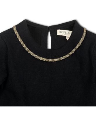 Baby Girls Organic Long Sleeve Ruffle Collar Sweater Dress