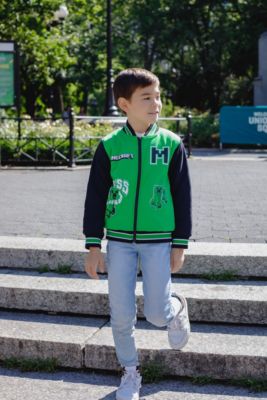 Boys Creeper French Terry Zip Up Varsity Bomber Jacket