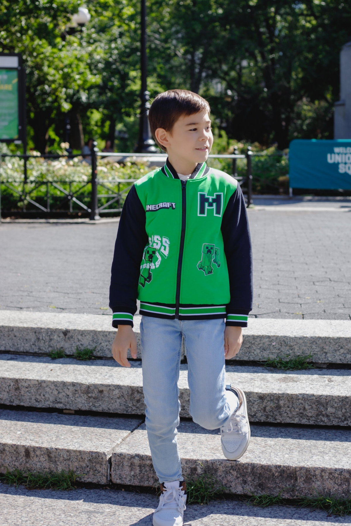 Minecraft Boys Zip Up Varsity Bomber Jacket to (5-6 - 18-20) - creeper