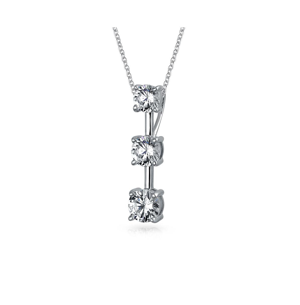 Bling Jewelry Traditional 2.5CT Solitaire Round Cubic Zirconia Past Present Future Pendant Necklace For Women Wife .925 Sterling- Silver