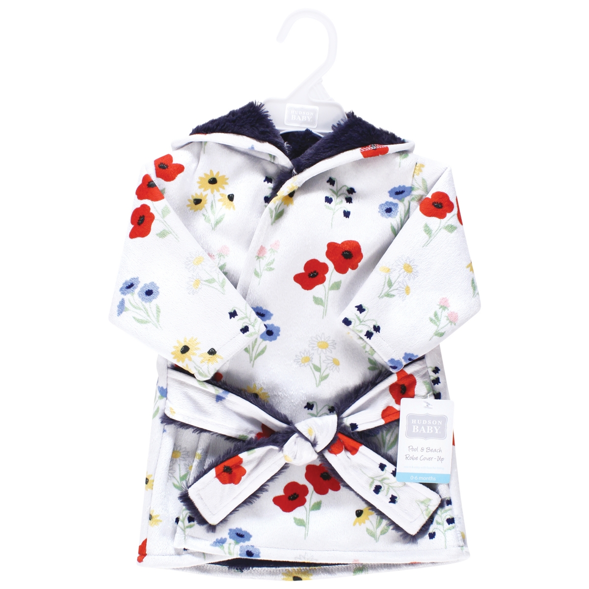 Hudson Baby Baby Girls Mink with Faux Fur Lining Pool and Beach Robe Cover-ups,- Wildflower