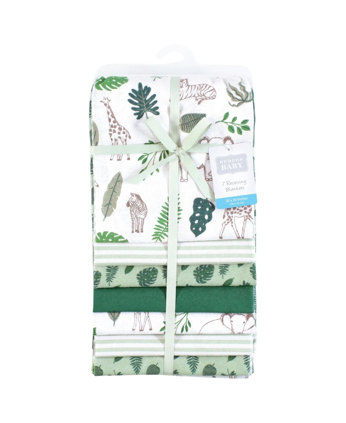 Hudson Baby Cotton Poly Flannel Receiving Blankets Bundle, One Size - Jungle