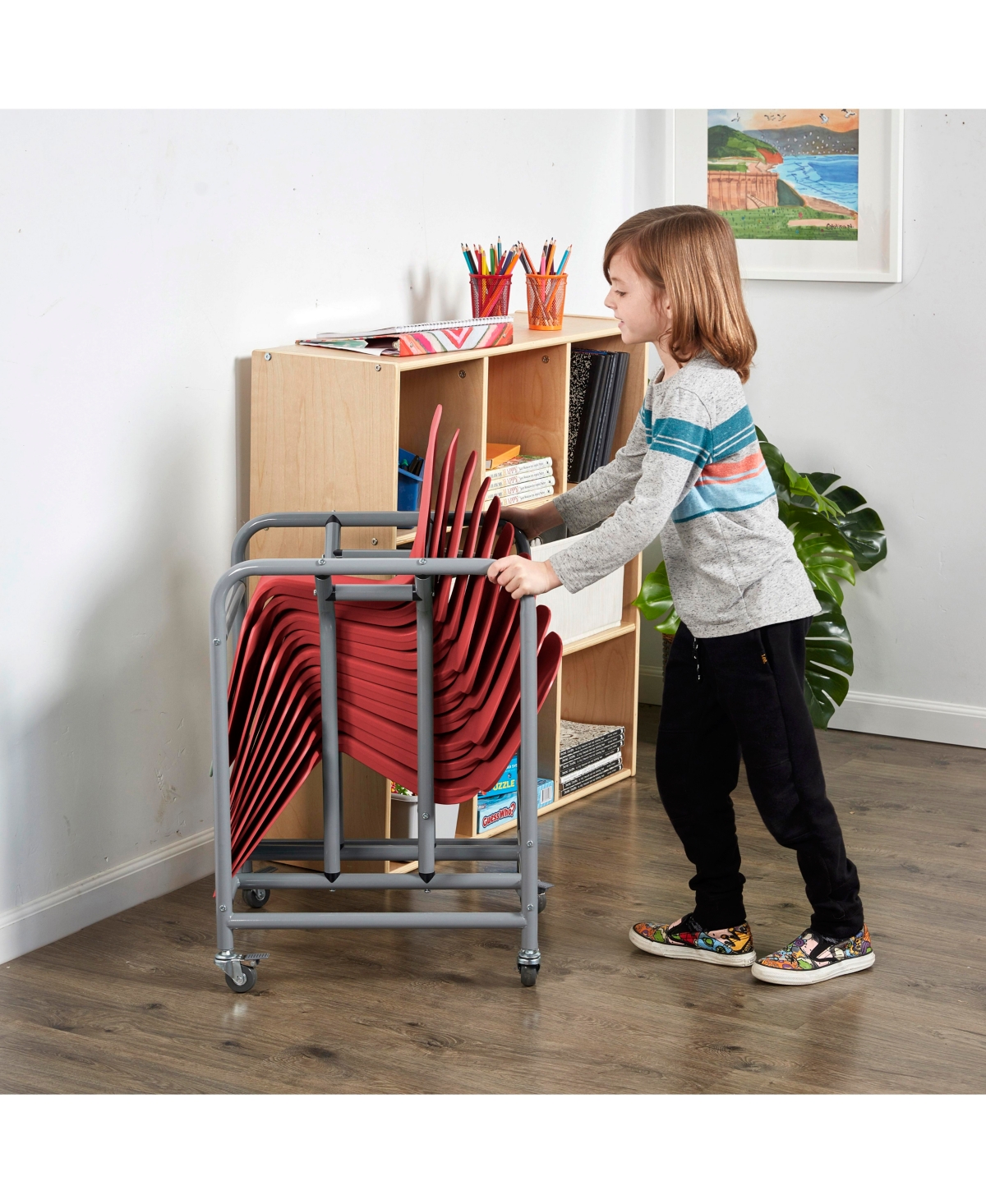ECR4Kids The Surf Portable Lap Desk with Mobile Storage Cart, Pink, 10-Pack