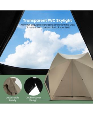 Pop-up Camping Tent for 4/5/6 People with Rainfly Skylight 3 Doors 3 Windows