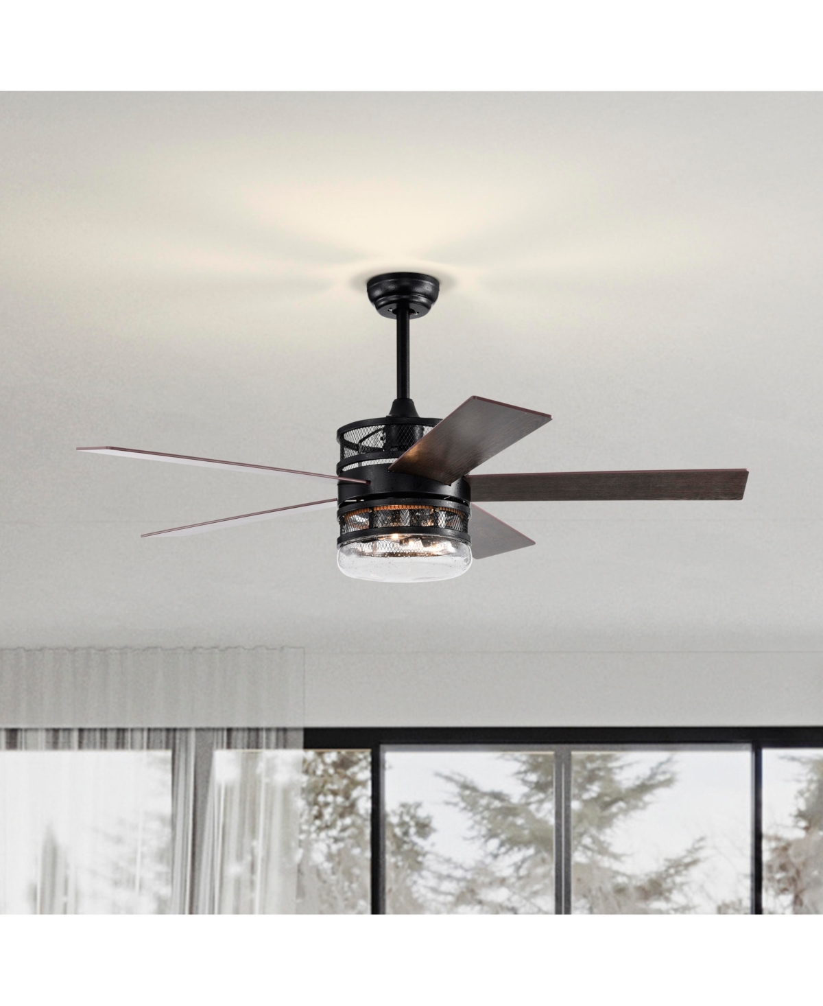 Slickblue Blade Lighted Ceiling Fan with Remote Control & Optional Glass Shade – Matte- Black