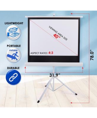 Tripod Stand Projector Screen, 40-Inch