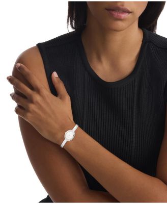 Women Twisted Bezel Silver Stainless Steel Bracelet Watch 24mm