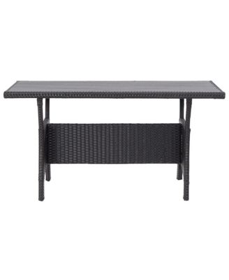 Garden Table Black PE rattan, PS board, powder-coated steel Medium