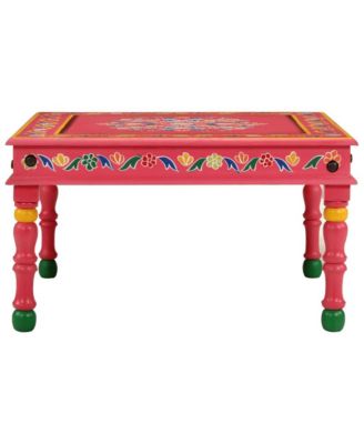 Coffee Table Pink Hand Painted Solid Wood Mango