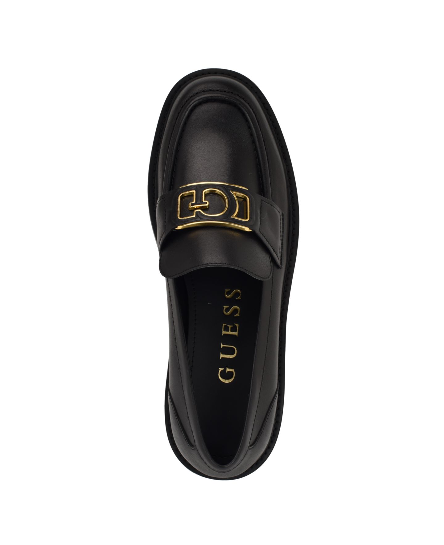 Женские туфли GUESS Shuttle Logo Hardware Round Toe, цвет: Чёрный кожаный — фото 4