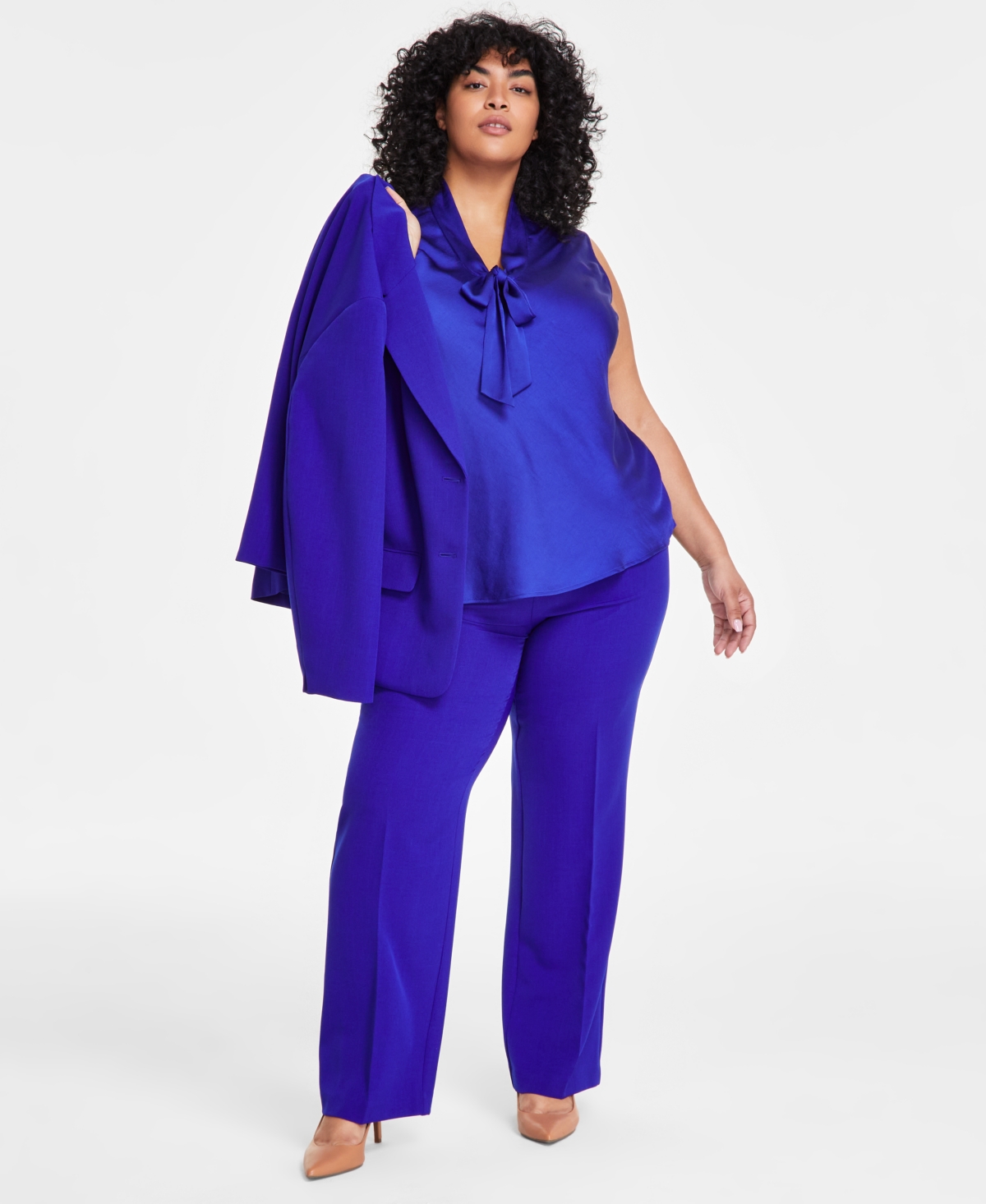 Kasper Plus Size Crepe Sleeveless Tie-Front Top