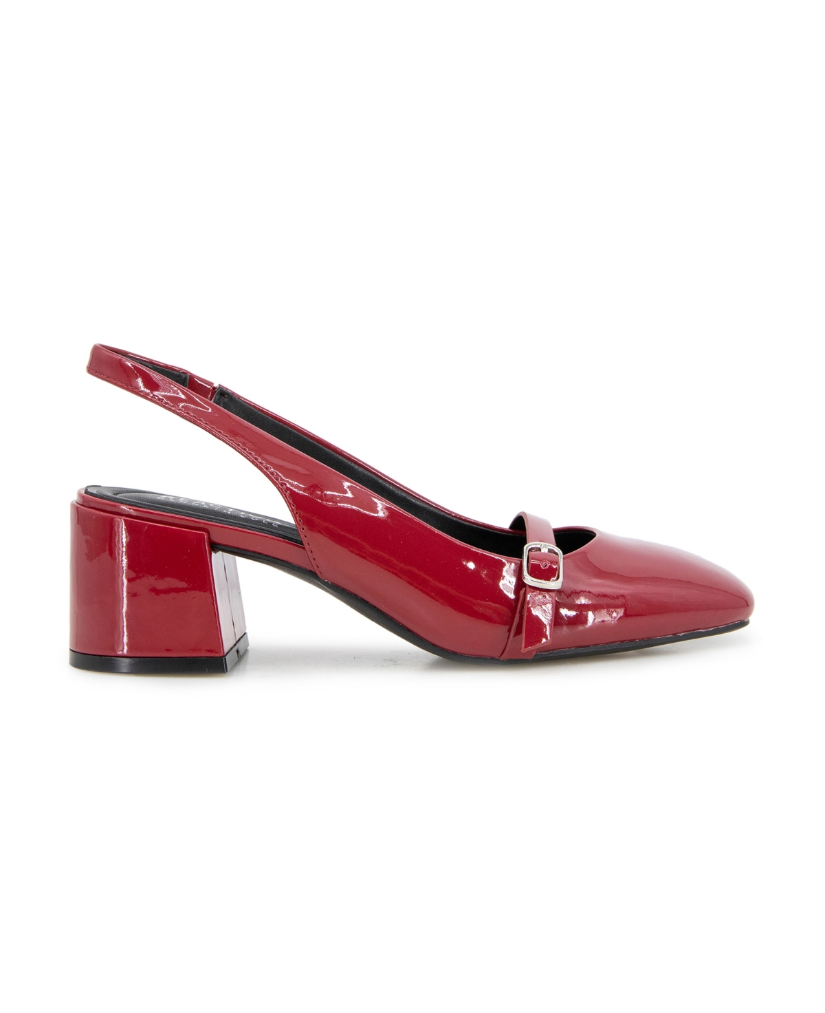 Kenneth Cole Reaction Lindy Womens Block Heel Man Made Slingback Heels In Black Patent