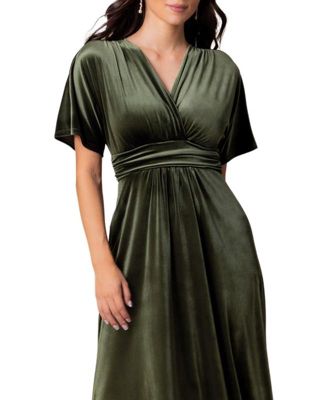 Women's Verona V-Neck Velvet Evening Gown With Pockets