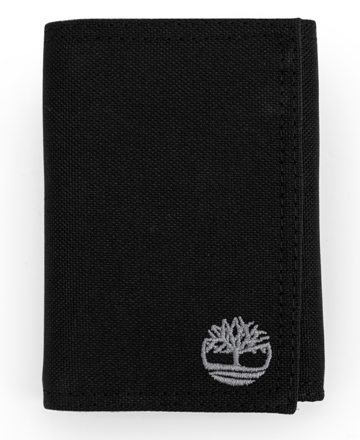 Men's Nylon Trifold Leather Wallet - Black