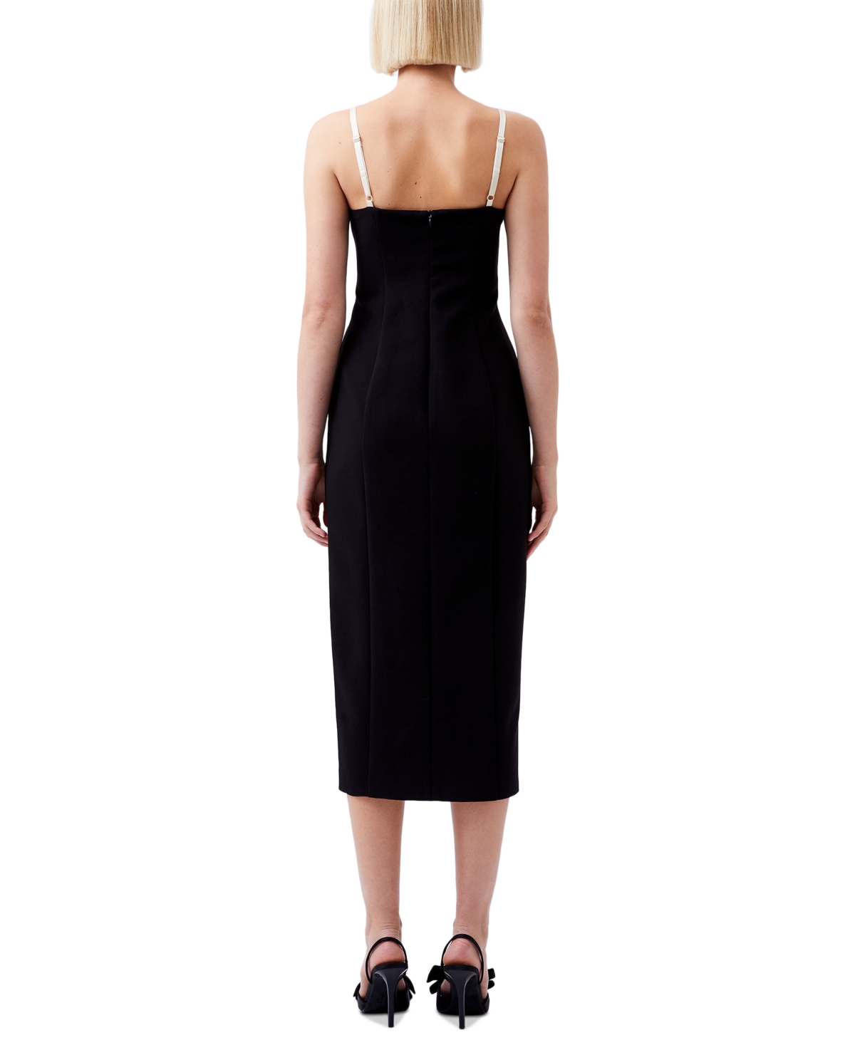 French Connection Women's Azra Twill Corset Midi Dress -Classic Cream