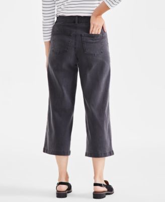 Petite High-Rise Wide-Leg Cropped Jeans, Exclusively at Macy's