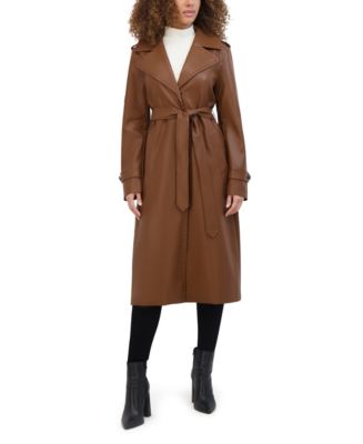 Kenneth Cole Women s Faux Leather Trench Coat Macy s