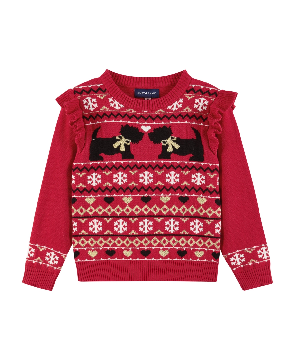 Andy & Evan Little Girls Toddler/ChildSweater and Glitter Legging Set - Red fair isle