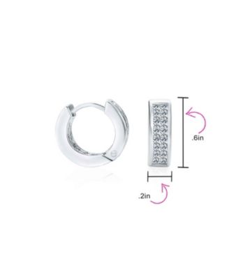 Invisible Cut Channel Set CZ Hoop Earrings Black White Huggie Kpop Silver