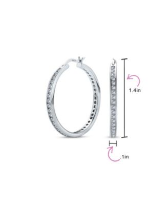 Cubic Zirconia Pave CZ Large Statement Big Hoops Earring 14K Yellow Gold Plated .925 Sterling Silver 1.5 Inch Diameter