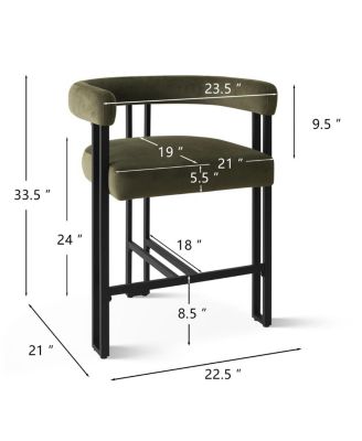 Velvet Counter Stool,Boasting Curved Frame Armrest Velvet Counter Stool with Three Legs(1PK)-Maison Boucle