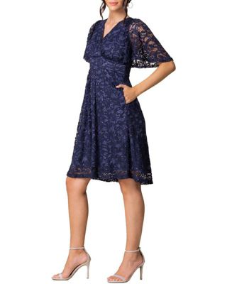 Women's Starry Sequin Lace V-Neck Cocktail Dress with Pockets