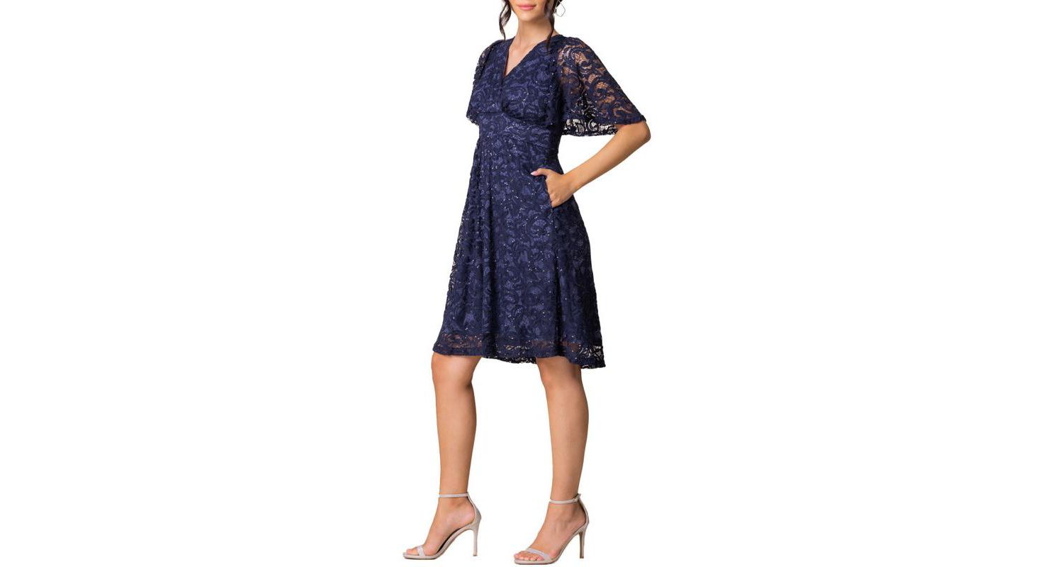Women's Starry Sequin Lace V-Neck Cocktail Dress with Pockets