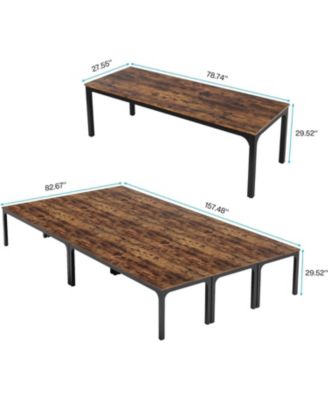 78.74-Inch Conference Table Set of 6, 19FT Conference Room Table, Large Rectangle Meeting Seminar Table Set for 16-22 Person, Long Business Tables