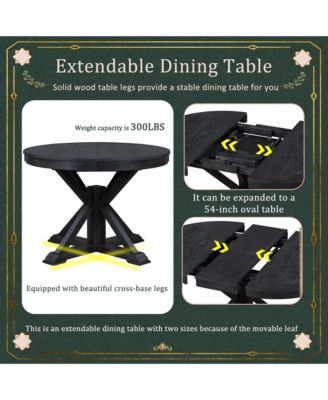 Retro Extendable Dining Table with 12-Inch Leaf for Functional Dining and Living Room Spaces