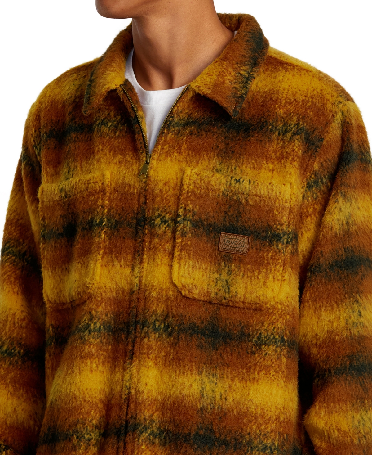 Rvca Men's Chainmail Zip Flannel Long Sleeve Jacket