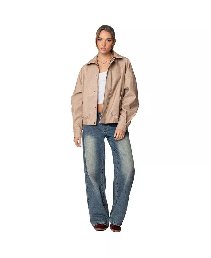 Women's Mori Oversized Faux Leather Jacket - thumbnail 5