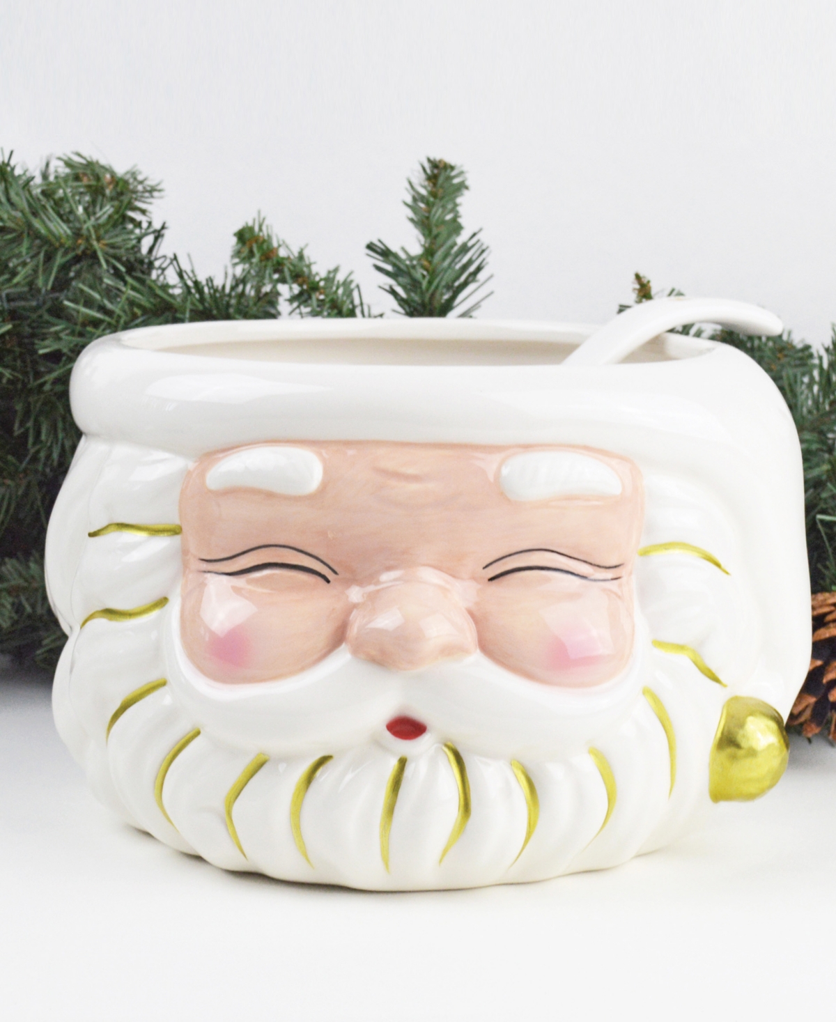 8 Oak Lane Santa Ceramic Punch Bowl In White