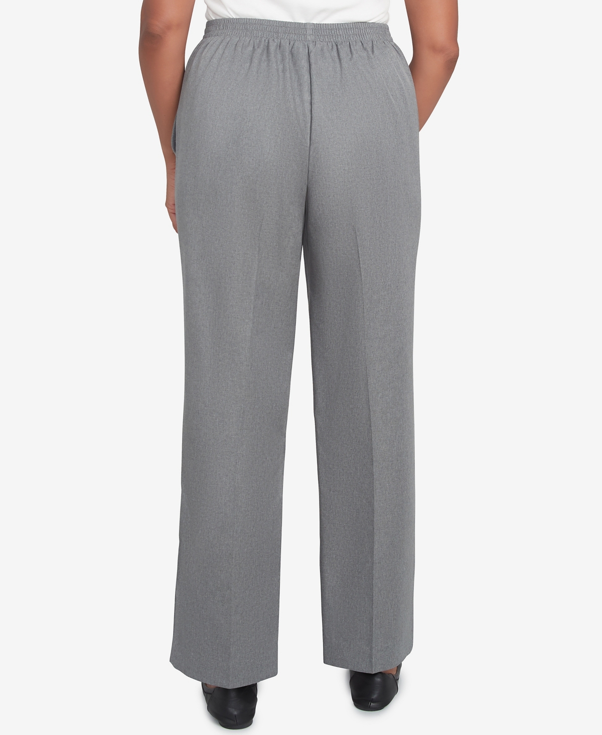 Alfred Dunner Petite Copenhagen Soft Heather Microfiber Average Length Pants In Graphite Heather