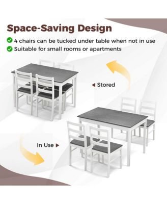 5-Piece Dining Set Solid Wood Kitchen Furniture with Rectangular Table & 4 Chairs