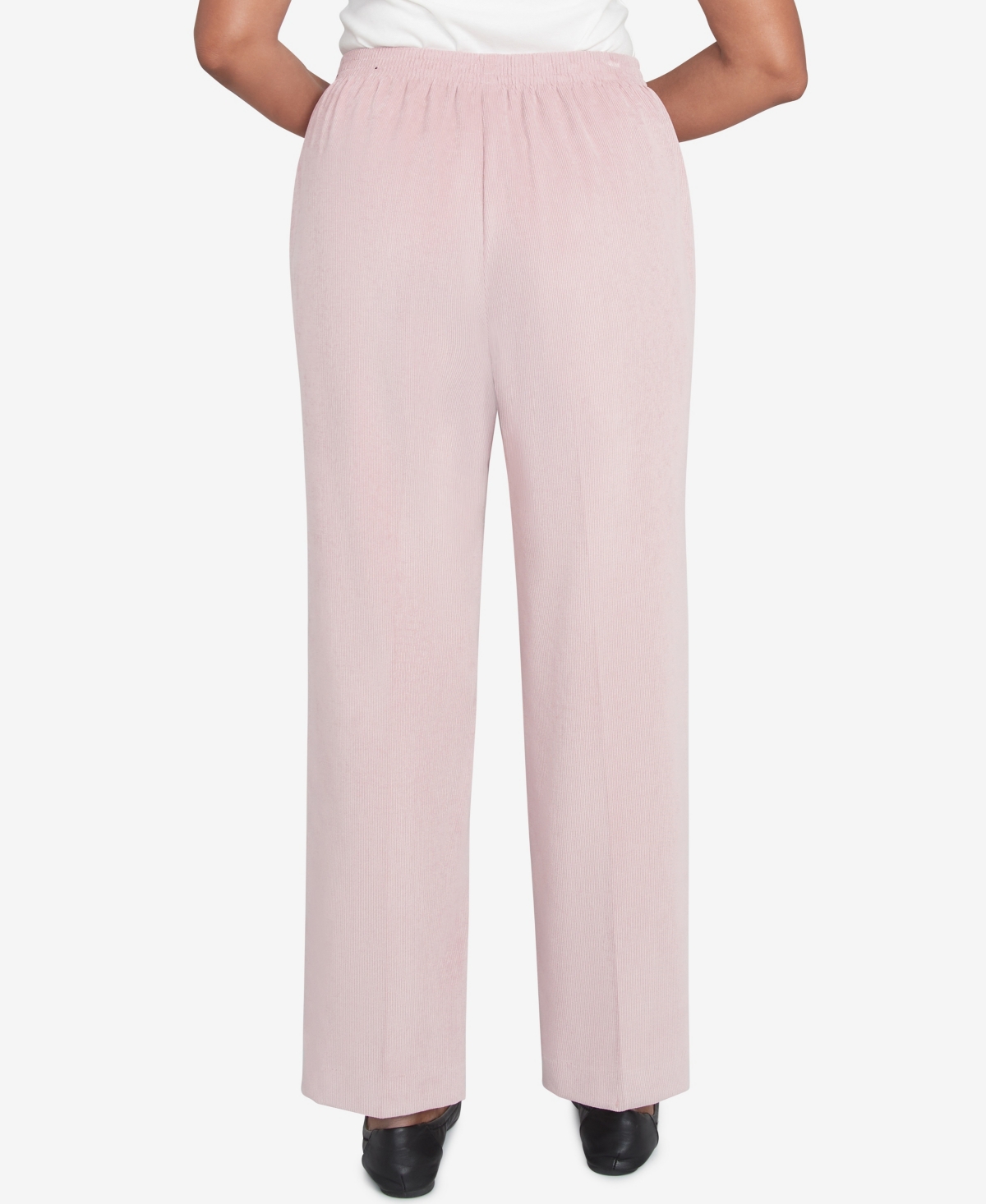 Alfred Dunner Women's Telluride Corduroy Elastic Waist Average Length Pleated Pants In Rose
