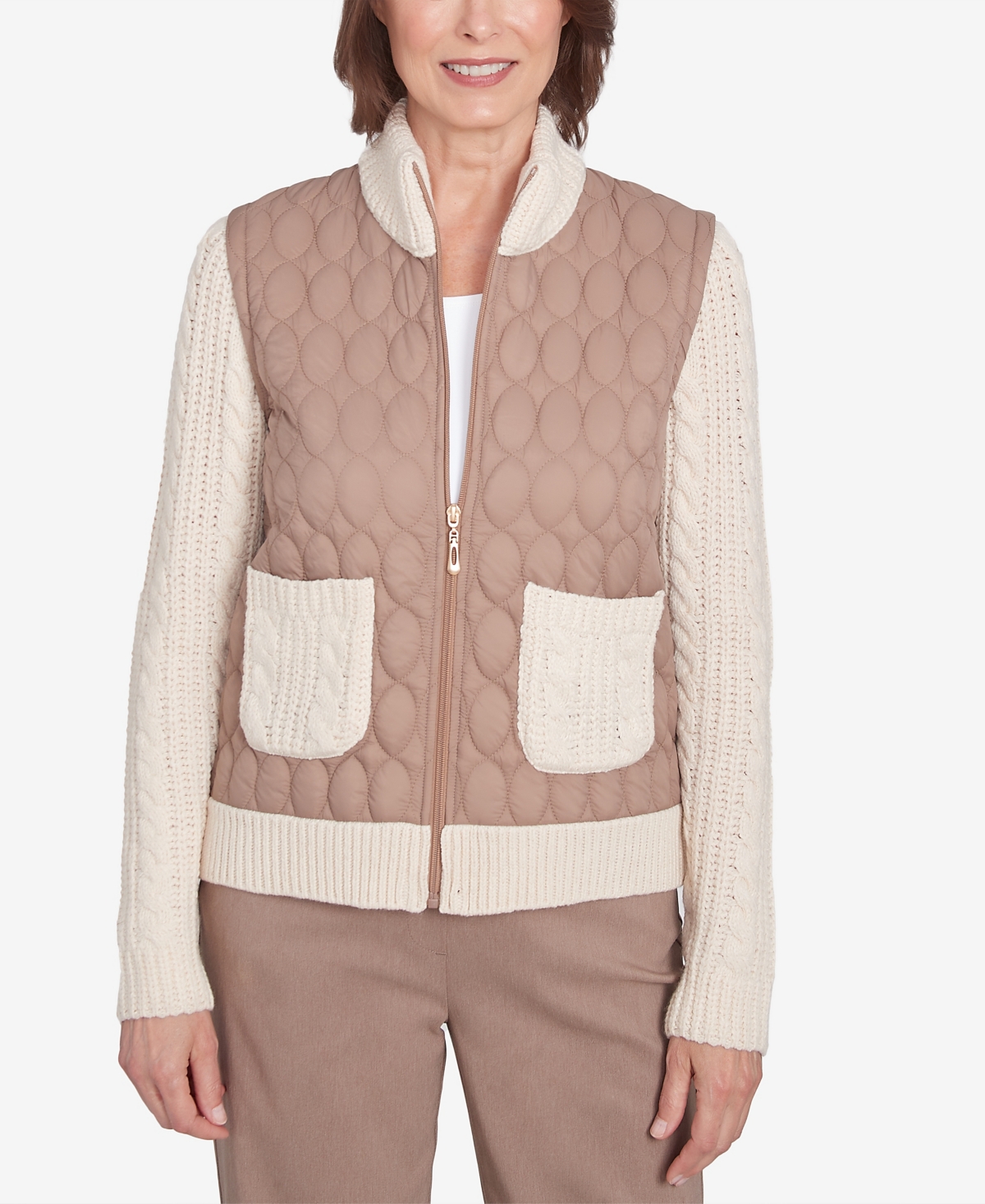 Women's Telluride Sweater Trim Quilted Jacket - Fawn