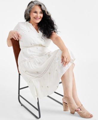 Style & Co Plus Size Embroidered Dress, Created for Macy's